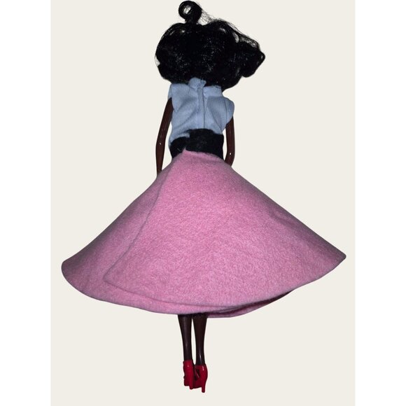 Barbie -like Doll 1950s-Inspired Outfit With Pink Poodle Skirt White Top Red Sho - Picture 5 of 8
